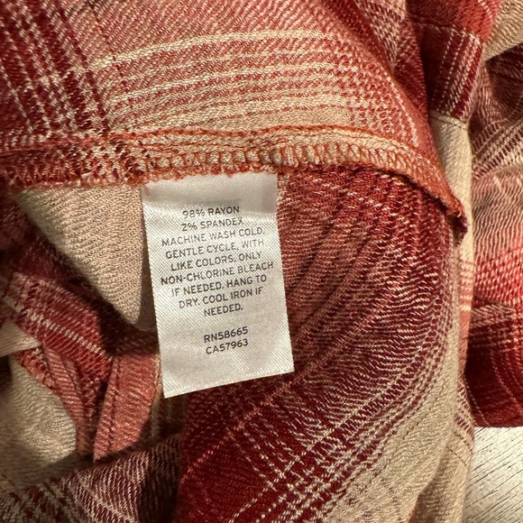 Melrose & Market Women's Sz L Red Rust Beige Plaid Wrap Tie Front Mini Dress - Picture 7 of 8